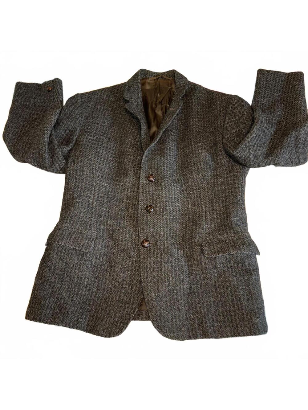 Harris Tweed VTG Hand Woven Pure Scottish Wool M 40S Blazer Jacket John Collier